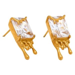 Dripping in Gold Stone Earrings